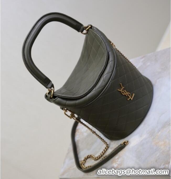Reasonable Price Saint Laurent Gaby Bucket Bag in Quilted Lambskin 763961 Green 2026