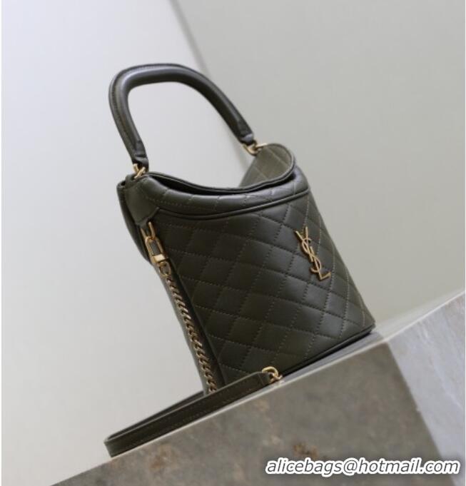 Reasonable Price Saint Laurent Gaby Bucket Bag in Quilted Lambskin 763961 Green 2026