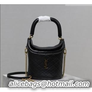 Buy Fashionable Saint Laurent Gaby Bucket Bag in Quilted Lambskin 763961 Black 2026