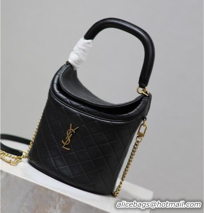 Buy Fashionable Saint Laurent Gaby Bucket Bag in Quilted Lambskin 763961 Black 2026