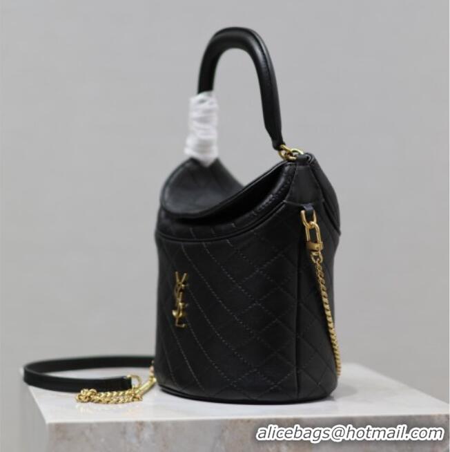 Buy Fashionable Saint Laurent Gaby Bucket Bag in Quilted Lambskin 763961 Black 2026
