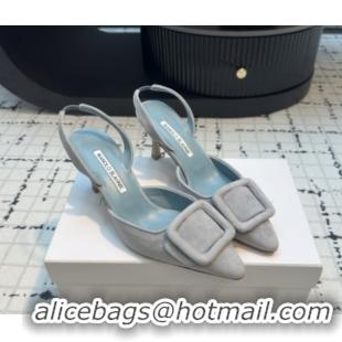 Unique Style Manolo Blahnik MAYSLI Slingback Pumps with Buckle in Suede 5112520 Light Blue 2026