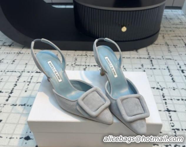 Unique Style Manolo Blahnik MAYSLI Slingback Pumps with Buckle in Suede 5112520 Light Blue 2026