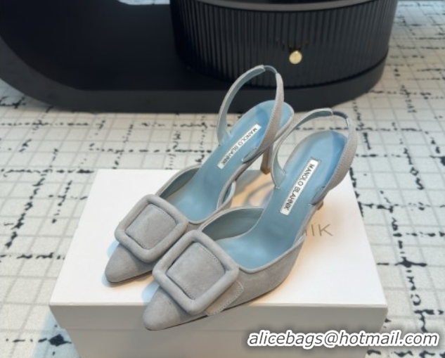 Unique Style Manolo Blahnik MAYSLI Slingback Pumps with Buckle in Suede 5112520 Light Blue 2026