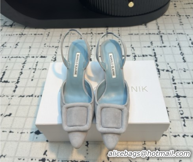Unique Style Manolo Blahnik MAYSLI Slingback Pumps with Buckle in Suede 5112520 Light Blue 2026