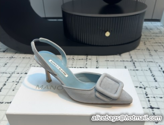 Unique Style Manolo Blahnik MAYSLI Slingback Pumps with Buckle in Suede 5112520 Light Blue 2026