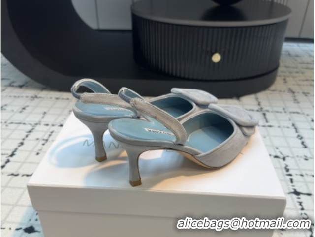 Unique Style Manolo Blahnik MAYSLI Slingback Pumps with Buckle in Suede 5112520 Light Blue 2026