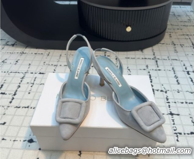 Unique Style Manolo Blahnik MAYSLI Slingback Pumps with Buckle in Suede 5112520 Light Blue 2026