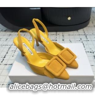 Good Quality Manolo Blahnik MAYSLI Slingback Pumps with Buckle in Suede 5112520 Yellow 2026