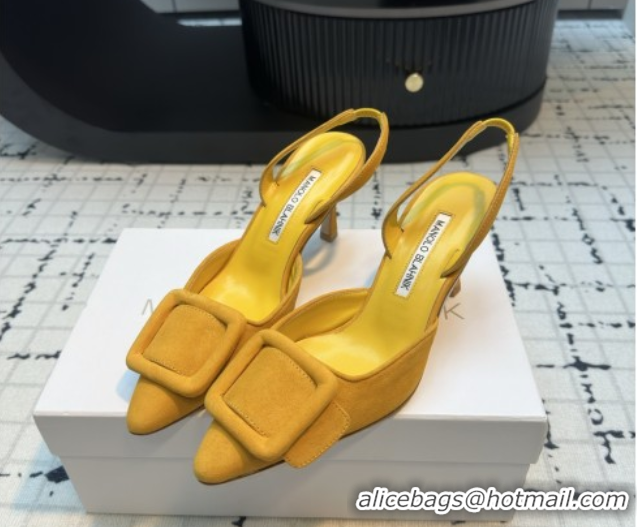 Good Quality Manolo Blahnik MAYSLI Slingback Pumps with Buckle in Suede 5112520 Yellow 2026