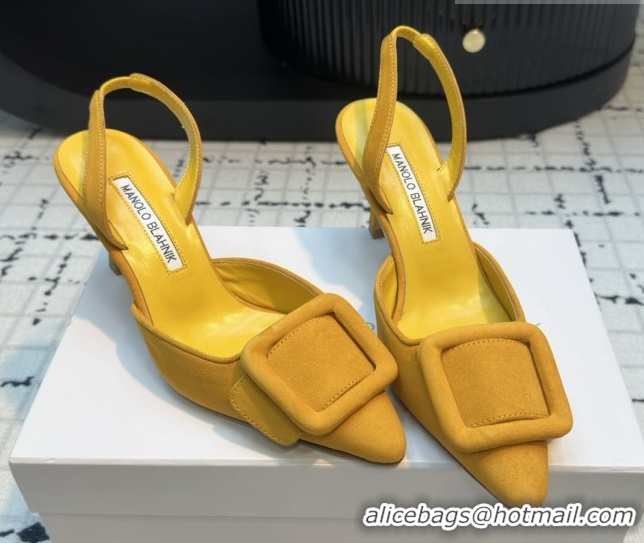 Good Quality Manolo Blahnik MAYSLI Slingback Pumps with Buckle in Suede 5112520 Yellow 2026