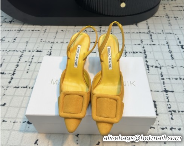 Good Quality Manolo Blahnik MAYSLI Slingback Pumps with Buckle in Suede 5112520 Yellow 2026