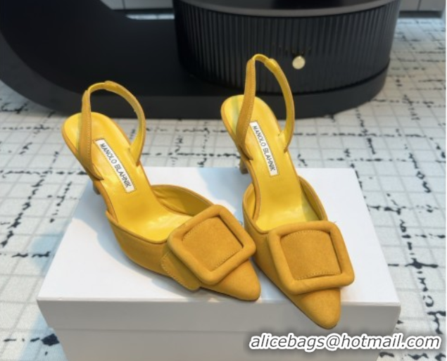 Good Quality Manolo Blahnik MAYSLI Slingback Pumps with Buckle in Suede 5112520 Yellow 2026