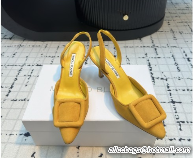 Good Quality Manolo Blahnik MAYSLI Slingback Pumps with Buckle in Suede 5112520 Yellow 2026