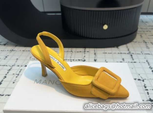 Good Quality Manolo Blahnik MAYSLI Slingback Pumps with Buckle in Suede 5112520 Yellow 2026
