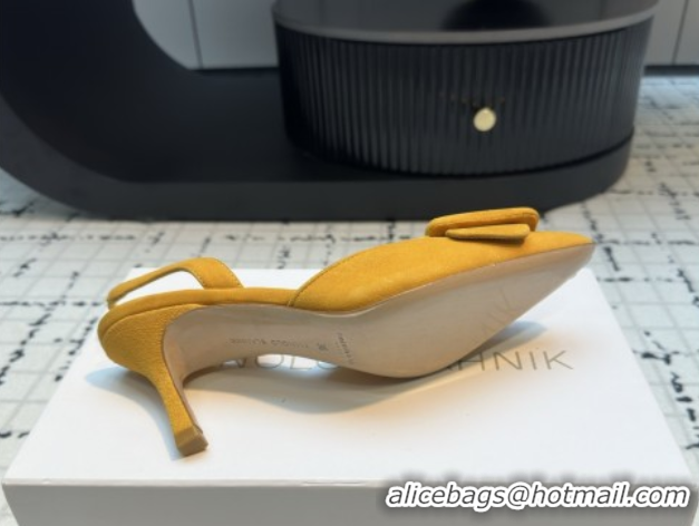 Good Quality Manolo Blahnik MAYSLI Slingback Pumps with Buckle in Suede 5112520 Yellow 2026
