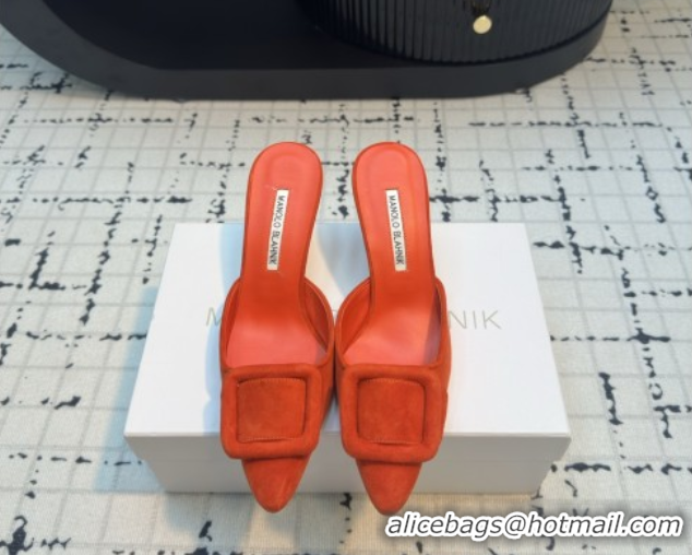 Big Discount Manolo Blahnik MAYSALE 70 Mules with Buckle in Suede 5112526 Orange 2026