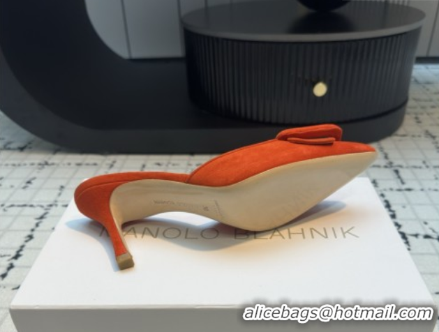Big Discount Manolo Blahnik MAYSALE 70 Mules with Buckle in Suede 5112526 Orange 2026