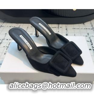 Best Product Manolo Blahnik MAYSALE 70 Mules with Buckle in Suede 5112526 Black 2026