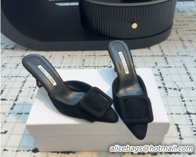 Best Product Manolo Blahnik MAYSALE 70 Mules with Buckle in Suede 5112526 Black 2026