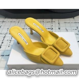 Good Quality Manolo Blahnik MAYSALE 70 Mules with Buckle in Suede 5112526 Yellow 2026
