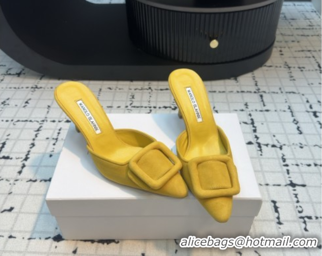 Good Quality Manolo Blahnik MAYSALE 70 Mules with Buckle in Suede 5112526 Yellow 2026