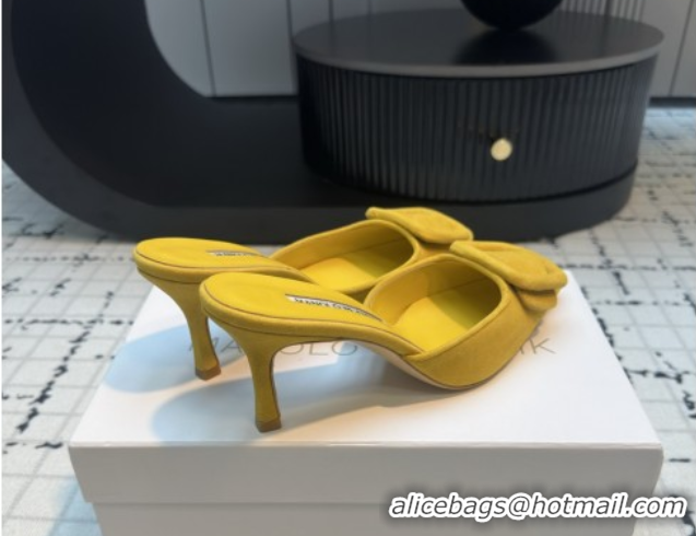 Good Quality Manolo Blahnik MAYSALE 70 Mules with Buckle in Suede 5112526 Yellow 2026