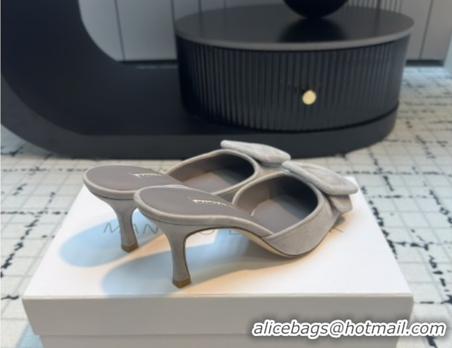 Good Looking Manolo Blahnik MAYSALE 70 Mules with Buckle in Suede 5112526 Grey 2026
