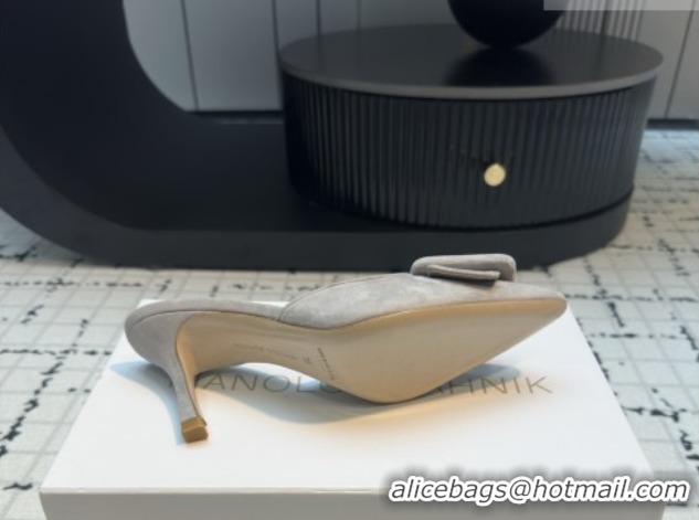 Good Looking Manolo Blahnik MAYSALE 70 Mules with Buckle in Suede 5112526 Grey 2026