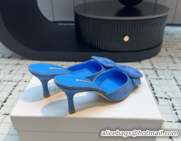 Pretty Style Manolo Blahnik MAYSALE 70 Mules with Buckle in Suede 5112526 Blue 2026