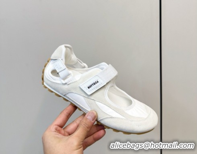 Good Quality Bottega Veneta Orbit Flash Mary-Jane Sneakers in Suede and Nylon 856044 Grey 2026