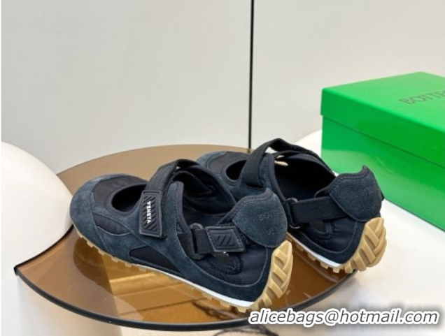 Pretty Style Bottega Veneta Orbit Flash Mary-Jane Sneakers in Suede and Nylon 856044 Black 2026