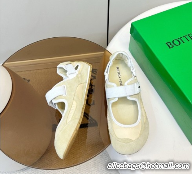Good Looking Bottega Veneta Orbit Flash Mary-Jane Sneakers in Suede and Nylon 856044 Beige 2026