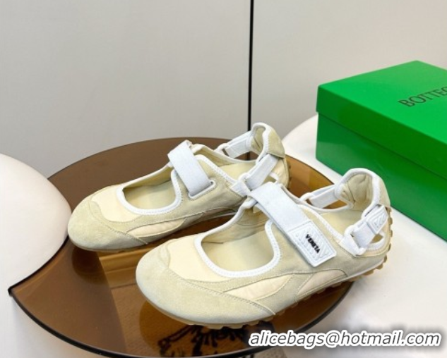 Good Looking Bottega Veneta Orbit Flash Mary-Jane Sneakers in Suede and Nylon 856044 Beige 2026