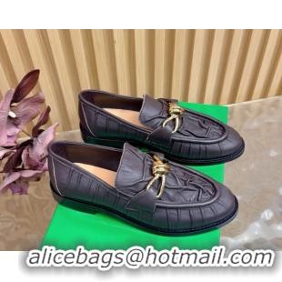 Low Price Bottega Veneta Astaire Loafers with Gold-Tone Knot Buckle in Crinkled Leather 843945 Brown 2026