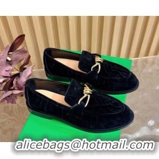Popular Style Bottega Veneta Astaire Loafers with Gold-Tone Knot Buckle in Suede 843945 Black 2026