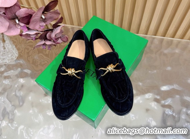 Popular Style Bottega Veneta Astaire Loafers with Gold-Tone Knot Buckle in Suede 843945 Black 2026