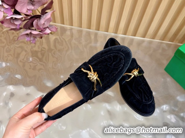 Popular Style Bottega Veneta Astaire Loafers with Gold-Tone Knot Buckle in Suede 843945 Black 2026