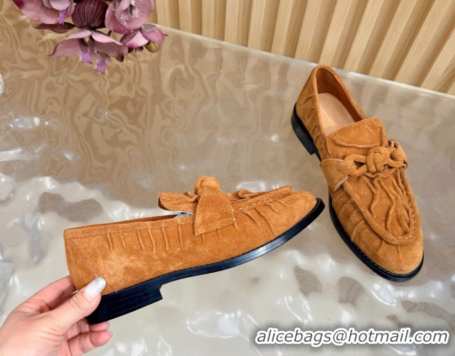 Good Quality Bottega Veneta Astaire Loafers with One-Tone Knot Buckle in Suede 843945 Light Brown 2026