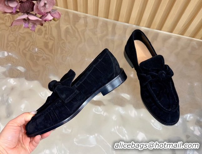 Good Looking Bottega Veneta Astaire Loafers with One-Tone Knot Buckle in Suede 843945 Black 2026