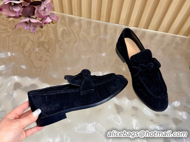 Good Looking Bottega Veneta Astaire Loafers with One-Tone Knot Buckle in Suede 843945 Black 2026