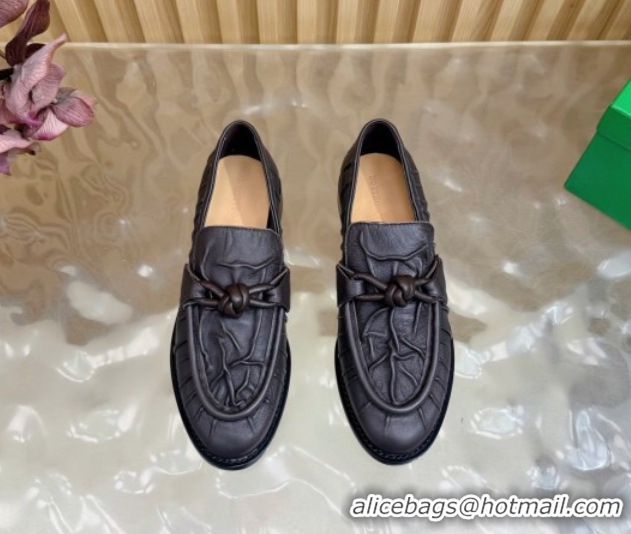 Best Product Bottega Veneta Astaire Loafers with One-Tone Knot Buckle in Crinkled Leather Fondant 843945 Fondant Brown 2