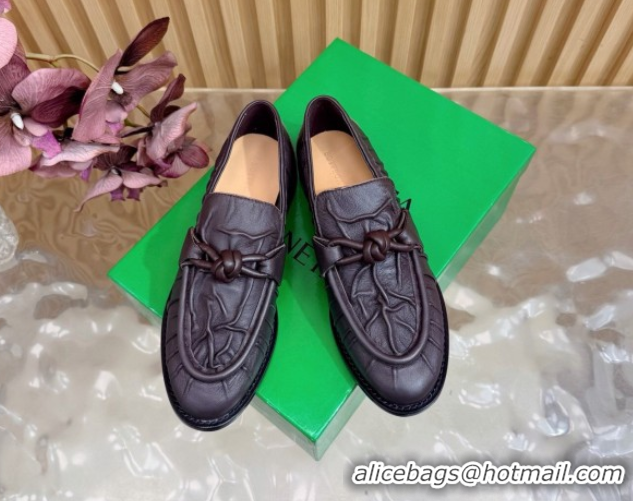 Best Product Bottega Veneta Astaire Loafers with One-Tone Knot Buckle in Crinkled Leather Fondant 843945 Fondant Brown 2