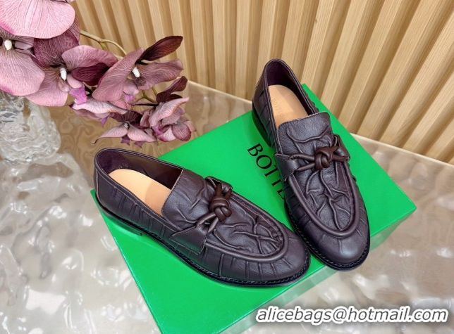 Best Product Bottega Veneta Astaire Loafers with One-Tone Knot Buckle in Crinkled Leather Fondant 843945 Fondant Brown 2