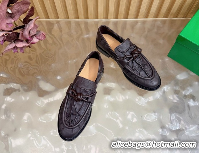 Best Product Bottega Veneta Astaire Loafers with One-Tone Knot Buckle in Crinkled Leather Fondant 843945 Fondant Brown 2