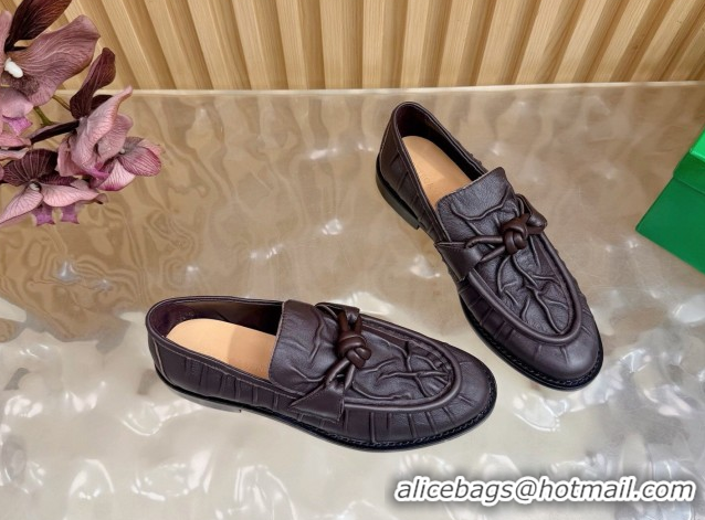 Best Product Bottega Veneta Astaire Loafers with One-Tone Knot Buckle in Crinkled Leather Fondant 843945 Fondant Brown 2