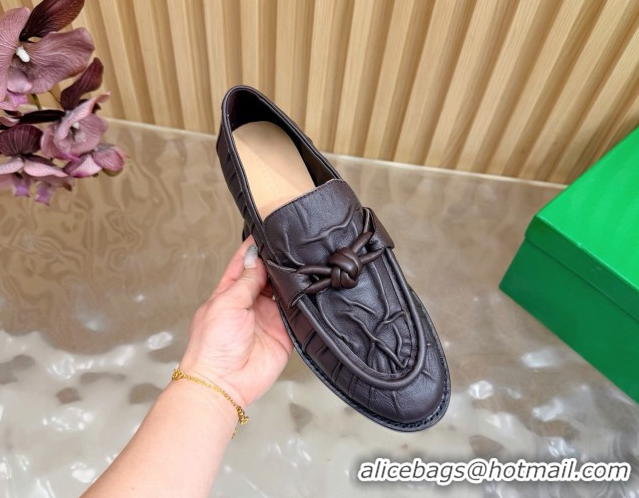 Best Product Bottega Veneta Astaire Loafers with One-Tone Knot Buckle in Crinkled Leather Fondant 843945 Fondant Brown 2