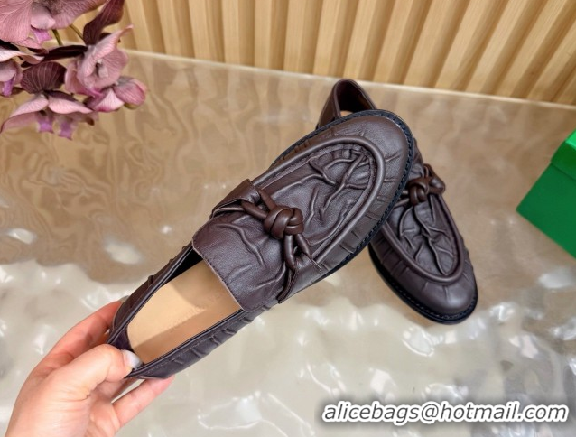 Best Product Bottega Veneta Astaire Loafers with One-Tone Knot Buckle in Crinkled Leather Fondant 843945 Fondant Brown 2