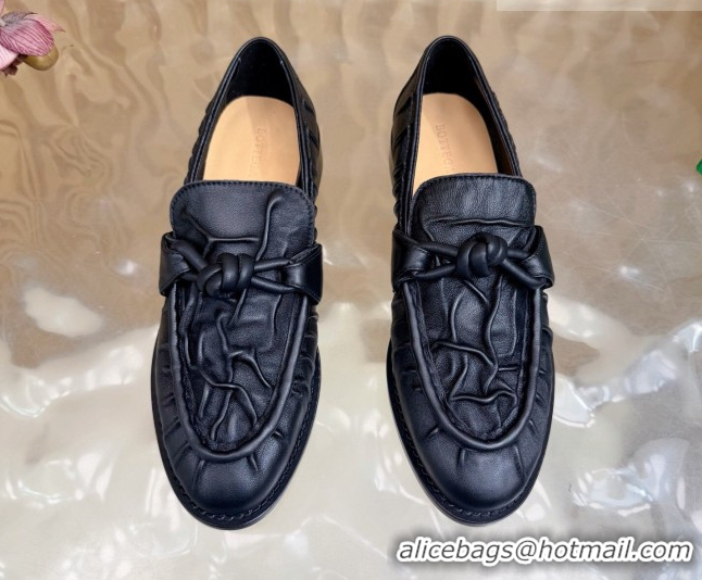 Big Discount Bottega Veneta Astaire Loafers with One-Tone Knot Buckle in Crinkled Leather 843945 Black 2026