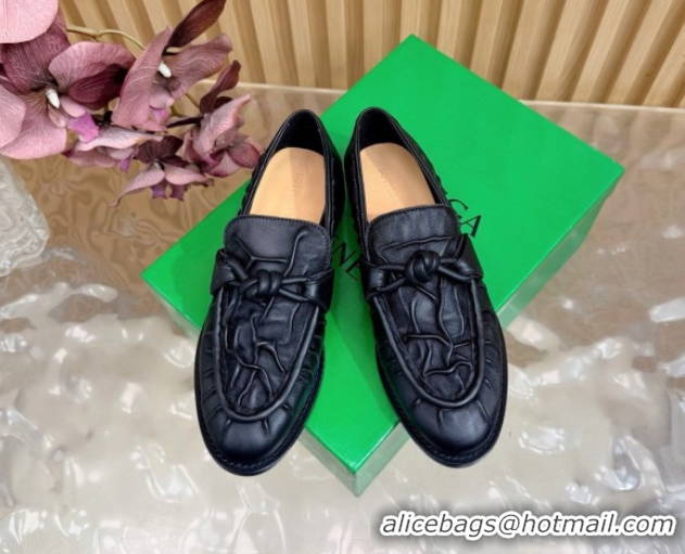 Big Discount Bottega Veneta Astaire Loafers with One-Tone Knot Buckle in Crinkled Leather 843945 Black 2026